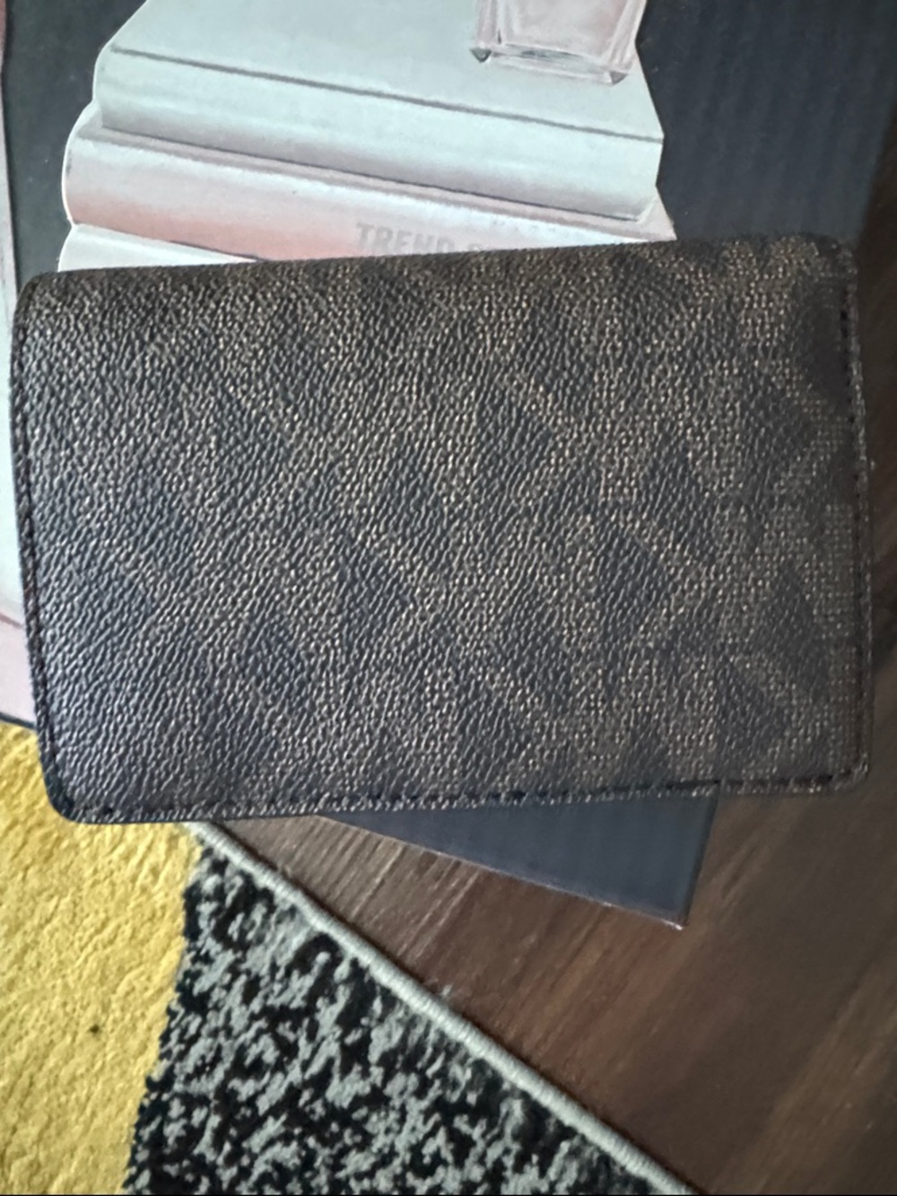 Michael Kors Dark Brown Textured Wallet with Gold Logo - Picture 2 of 6